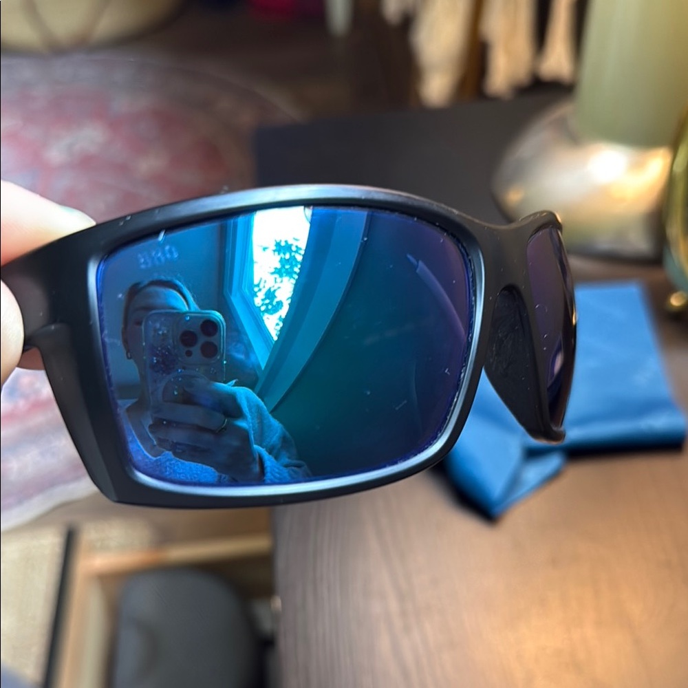 Men’s Costa Polarized Black Frame Sunglasses with Blue Mirrored Lenses - Picture 5 of 5